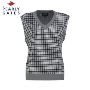 [파리게이츠] 여성 체크 자카드 브이넥 니트 베스트