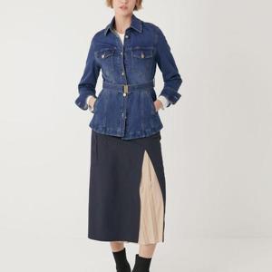 올리비아로렌 H 벨티드슬림 데님자켓 VVBMJ3F7481