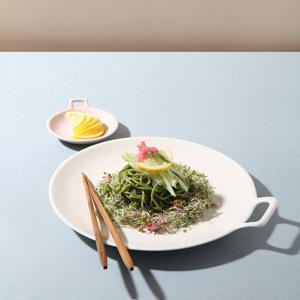 검트리 제이드 도자기 디너 메인 핸들 접시 대 오프화이트