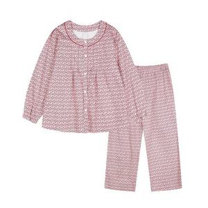 얇고 따뜻한 면 기모 나염 여자 파자마 잠옷 세트 WPA5483W