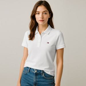 [타미힐피거 주니어]타미힐피거 TH 1985 에센셜 코튼 반팔티 폴로티 카라티 화이트 MW0MW17771-YBR