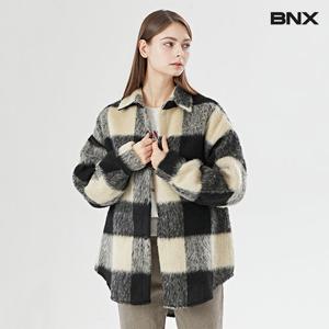 [비엔엑스]깅엄 체크 버튼 프리미엄 오버핏 하프 자켓 (BV4JK015L0)