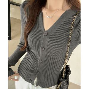 G126751_여리핏 브이넥 골지니트 가디건