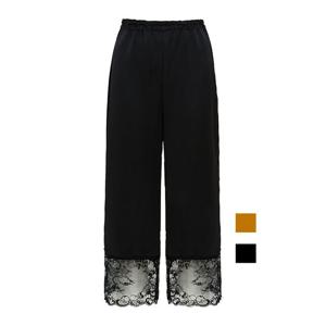 부드럽고 광택감 있는 폴리 사틴 럭셔리 튤모티프 7부 슬립 바지 WHS3050L