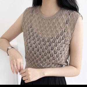 DJJ1055 썸머 스카시 니트조끼 크롭나시 그물 조끼