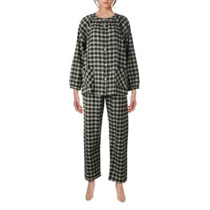 [바바라(언더웨어)]카키체크 면100 파자마 여성잠옷AWP4589R