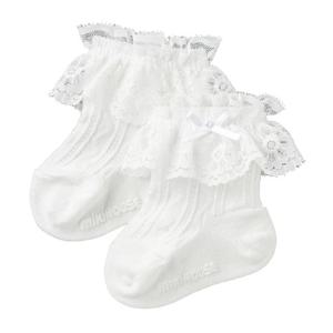 [미키하우스10] 11O909601 MH 여아 화이트 리본 레이스 양말
