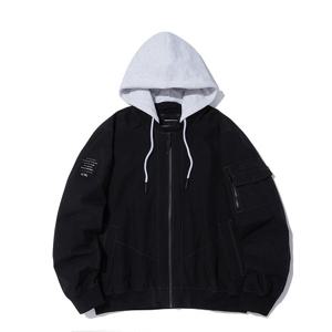 [인터크루]후드 탈부착 항공 점퍼 블랙 ITZ1UJ01ABK