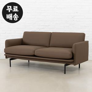 에닉 가죽 2인용 소파 거실 쇼파 대기실 가구(브라운)