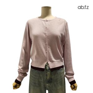 [에이비에프지]밑단 컬러 배색 포인트 라운드넥 긴팔 니트 가디건 APZ1HY58C