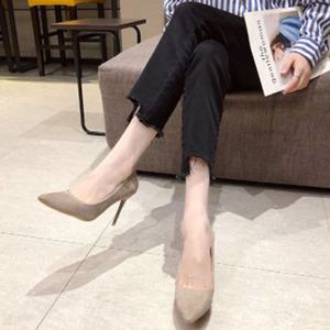 여자 스웨이드힐 9cm 뾰족코 오피스 구두 펌프스힐