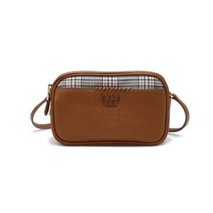 [닥스핸드백] 체크패턴 브라운 더블지퍼 미니크로스백 DCWA4E629