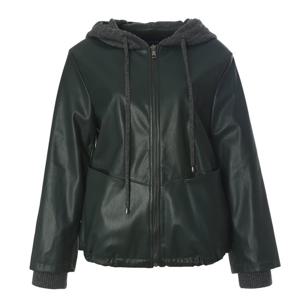 [안지크]울 니트 후드 레더 점퍼 AI3JP5130