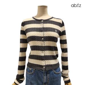 [에이비에프지]스트라이프 꽈베기 숏 긴팔 니트 가디건 APZ5HY34G
