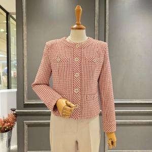 [아니베에프]A53WJK310_체크패턴 라운드 자켓