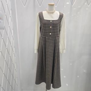 [밸리걸]배색체크 플레어 롱원피스 222480_YS