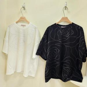 스테파니 HC07 장미 프린팅  가오리 티셔츠 A25TS5207