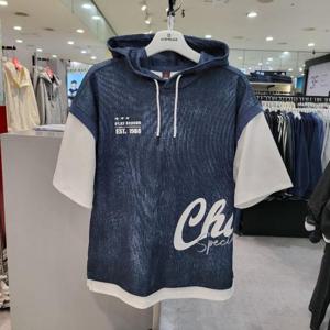 에어워크주니어 sh06 TC분또 데님프린트 레이어드 후드반팔 티셔츠 A252B1124B