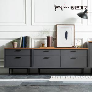 장인가구 루시퍼 그레이 다용도 수납 1800 거실장 세트A