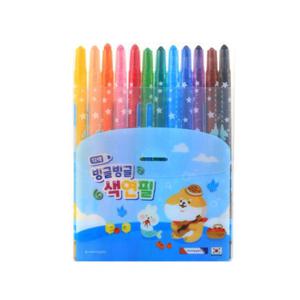 모닝글로리5000 12색 빙글빙글색연필 (블루) 12색색연필 색연필 돌리는색연필 빙글빙글색연필
