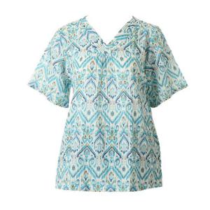 비너스  여성 COOL 주름지 에스닉 프린트 홈웨어 상의(VEV3928F)