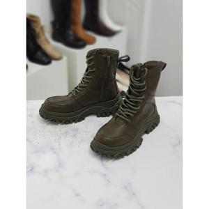 한슈 세이브존09 통굽 레이스업 워커 여성 부츠 4.5cm HS28373bs