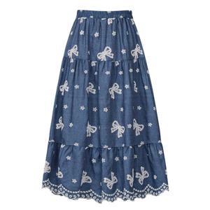 FOCUS  리본 나염 데님 롱 스커트 PBINF5M1SK8181