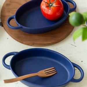 이천도자기 조이엘로 네이비 타원 미트볼접시 소 찬기 도기찬기 도기접시 모양접시 모양식기 도자기접시 도