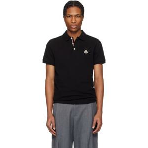 몽클레어 폴로셔츠 블랙 로고 패치 코튼 폴로 셔츠 251111M212031