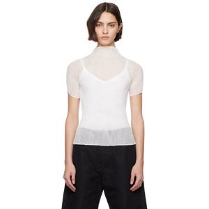 Issey Miyake 터틀넥 화이트 쉬폰 트위스트 BK WT 56 터틀넥 탑 252809F099002