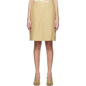 토템 미니스커트 베이지 A라인 가죽 미니 스커트 251771F090002