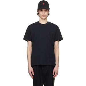 AMI Paris 티셔츠 블랙 아미 드 꾀흐 코튼 티셔츠 251482M213013