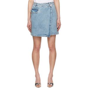 랑방 미니스커트 블루 랩 데님 미니 스커트 251254F090000