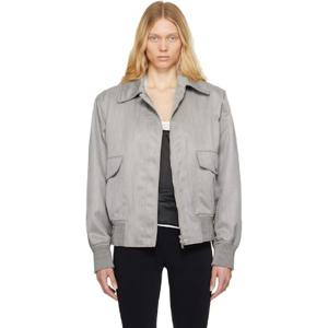 스텔라 매카트니 재킷 그레이 박시 칼라 보머 재킷 251471F063001