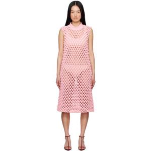 질샌더 원피스 핑크 크루넥 미디 드레스 251249F054004