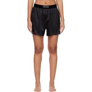 톰포드 반바지 블랙 실크 새틴 박서 쇼츠 251076F088002