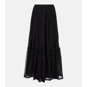 생로랑 러플 실크 맥시 스커트 P01015668