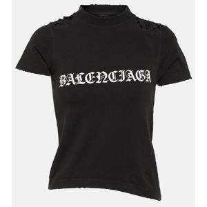 발렌시아가 Gothic Type Shrunk 코튼 블렌드 티셔츠 P00919755