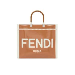 펜디 선샤인 미디움 캔버스 페이턴트 레더 쇼퍼 브라운 8BH386ANT7F1LG2