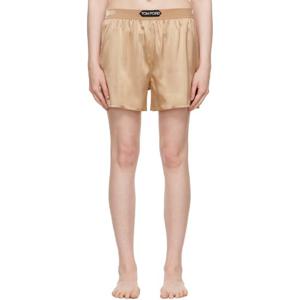 톰포드 반바지 베이지 스트레치 실크 새틴 박서 쇼츠 251076F088006