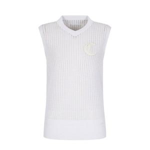 [까스텔바작]여성 블랙라인 로고 포인트 스카시 니트 조끼 BGEMS