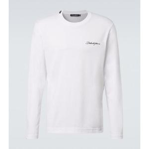 돌체앤가바나 로고 엠브로이더리 코튼 저지 티셔츠 P01077035