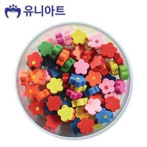 유니아트 모양 비즈 36번 나무 비즈 꽃 소품 재료