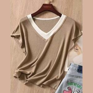 [넬리]솔디 브이넥 레이어드 반팔티_NC2LT058