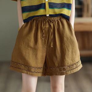 [리블리크]아몬 린넨 레이스 숏 팬츠_RE2SP020