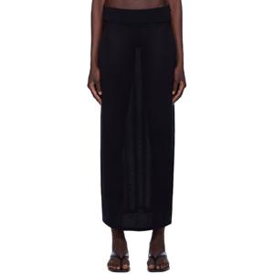 토템 롱스커트 블랙 니트 맥시 스커트 252771F093002