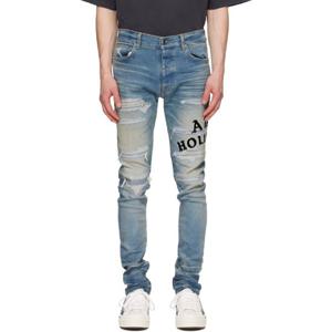 아미리 청바지 블루 아미리 할리우드 리페어 데님 진 252886M186016