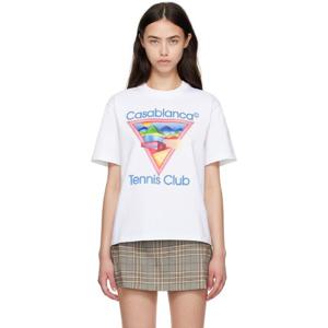 카사블랑카 티셔츠 화이트 테니스 클럽 티셔츠 252195F110004