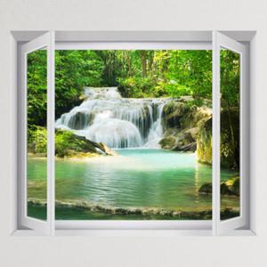 아트박스/꾸밈 iy891-초록숲폭포_창문그림액자(중형)
