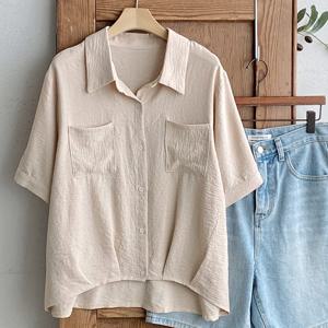 [샵앤][샵앤] 여성 카라넥 양포켓 여름 반팔 블라우스 DGB-WBL-4